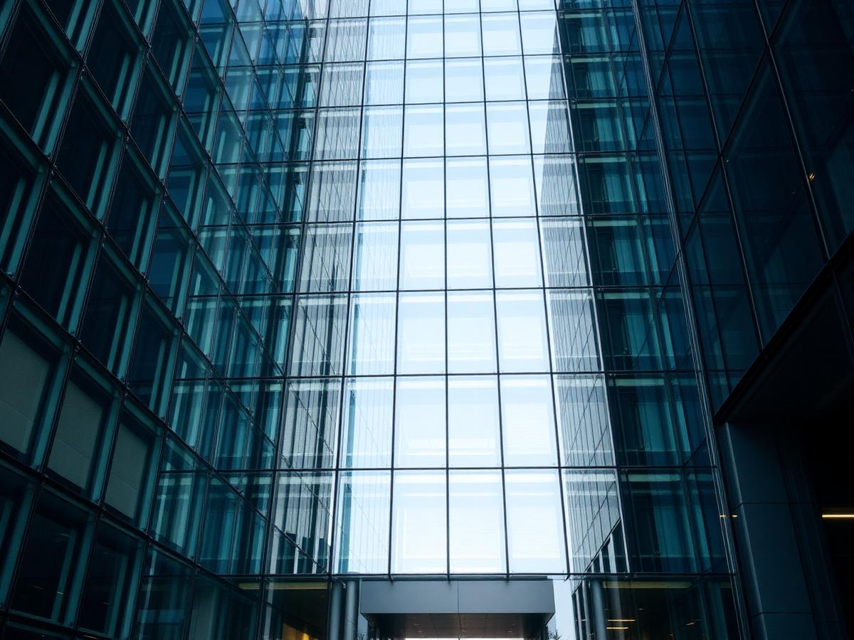 Modern glass commercial office building facade
